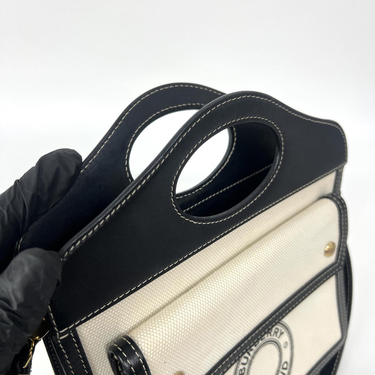 Burberry Burberry Pocket Bag Check Canvas and Leather Mini Beige