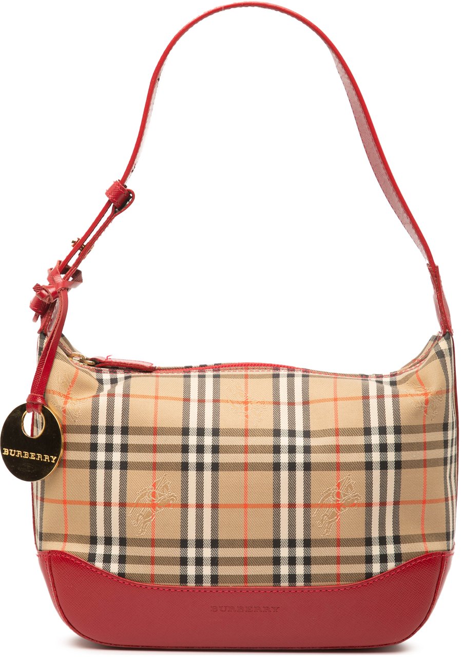 Burberry Haymarket Check Canvas Shoulder Bag Bruin