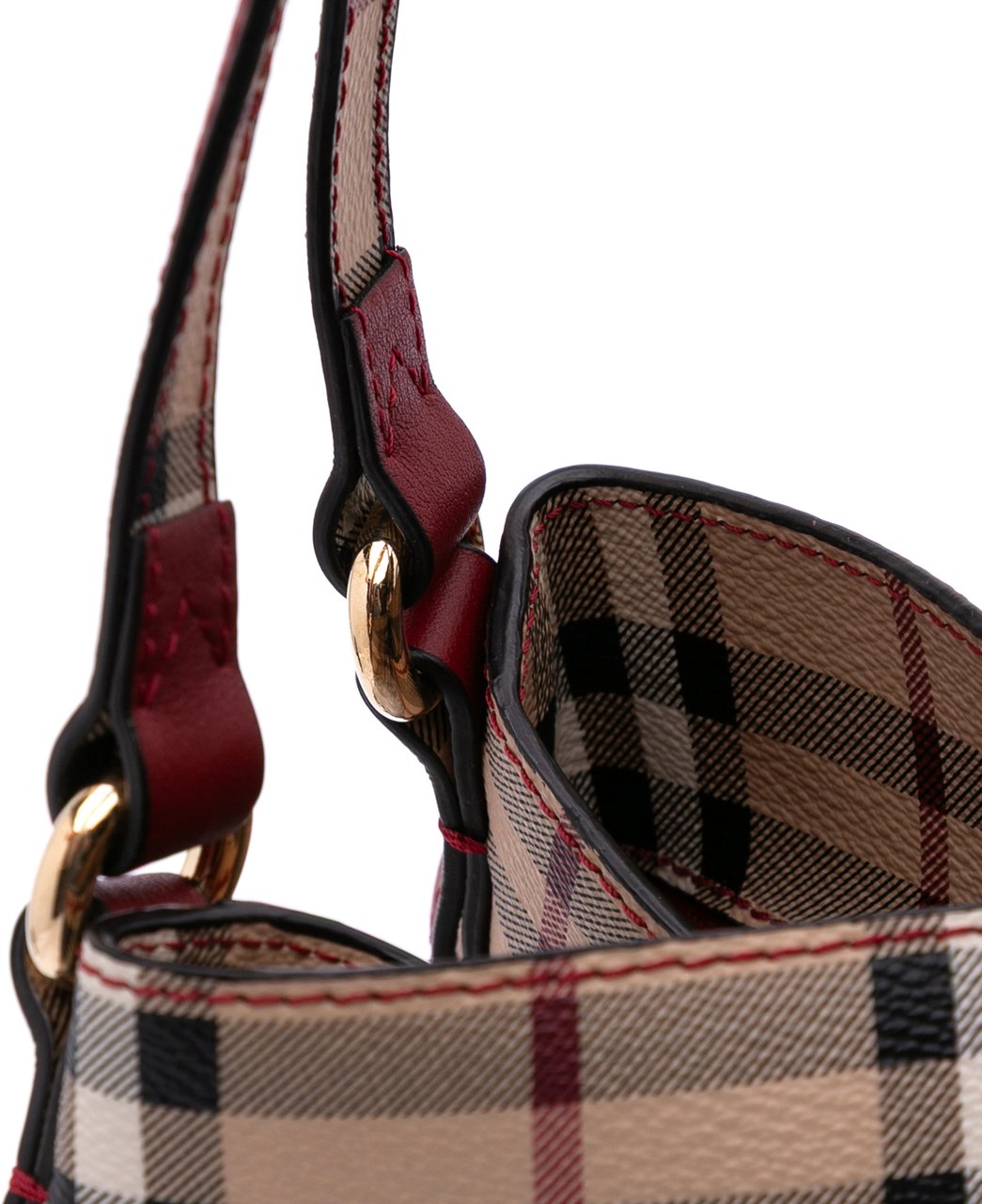Burberry Small Leather Trimmed Haymarket Check Coated Canvas Canterbury Tote Bruin