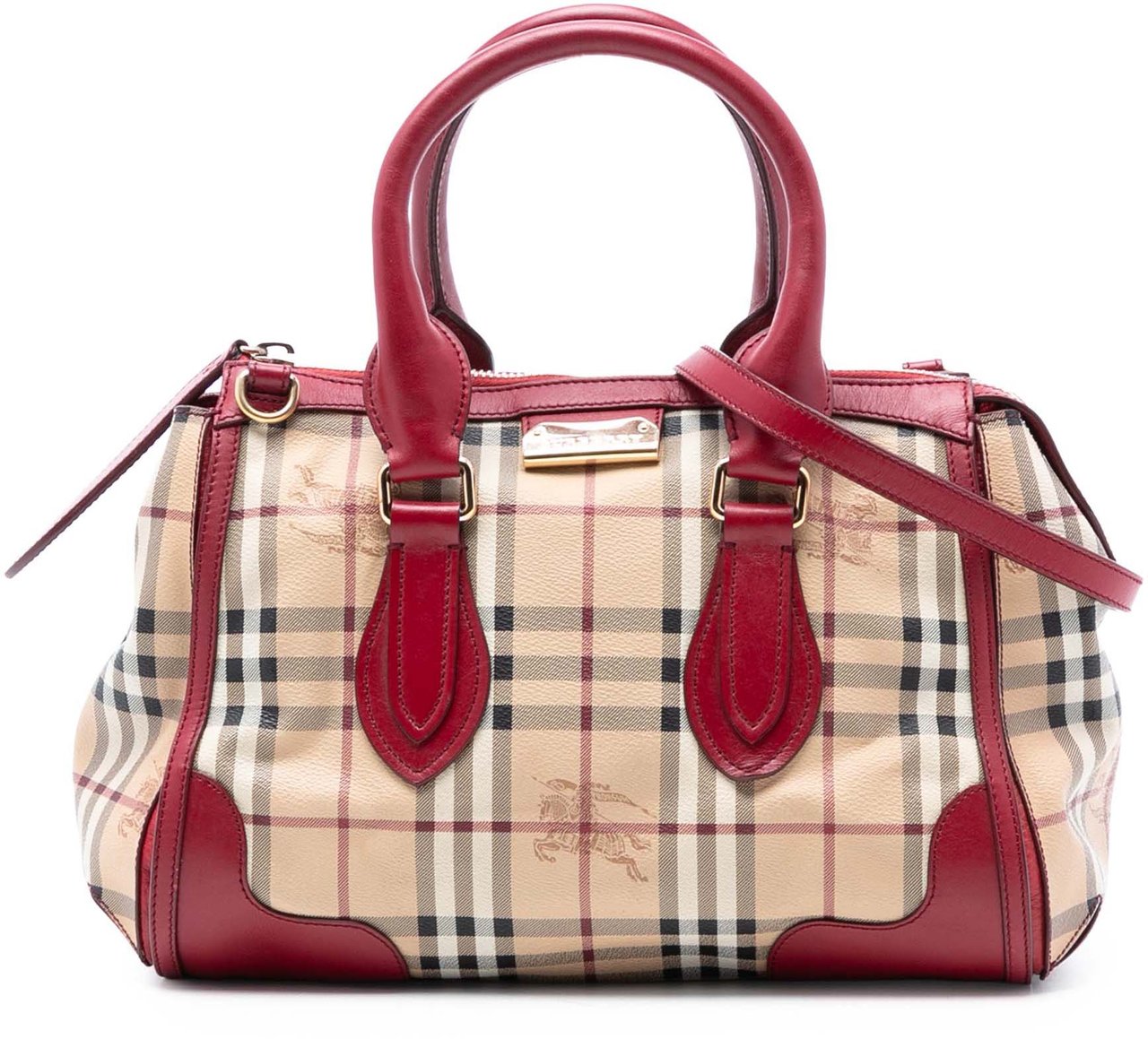Burberry Small Haymarket Check Coated Canvas Gladstone Satchel Bruin