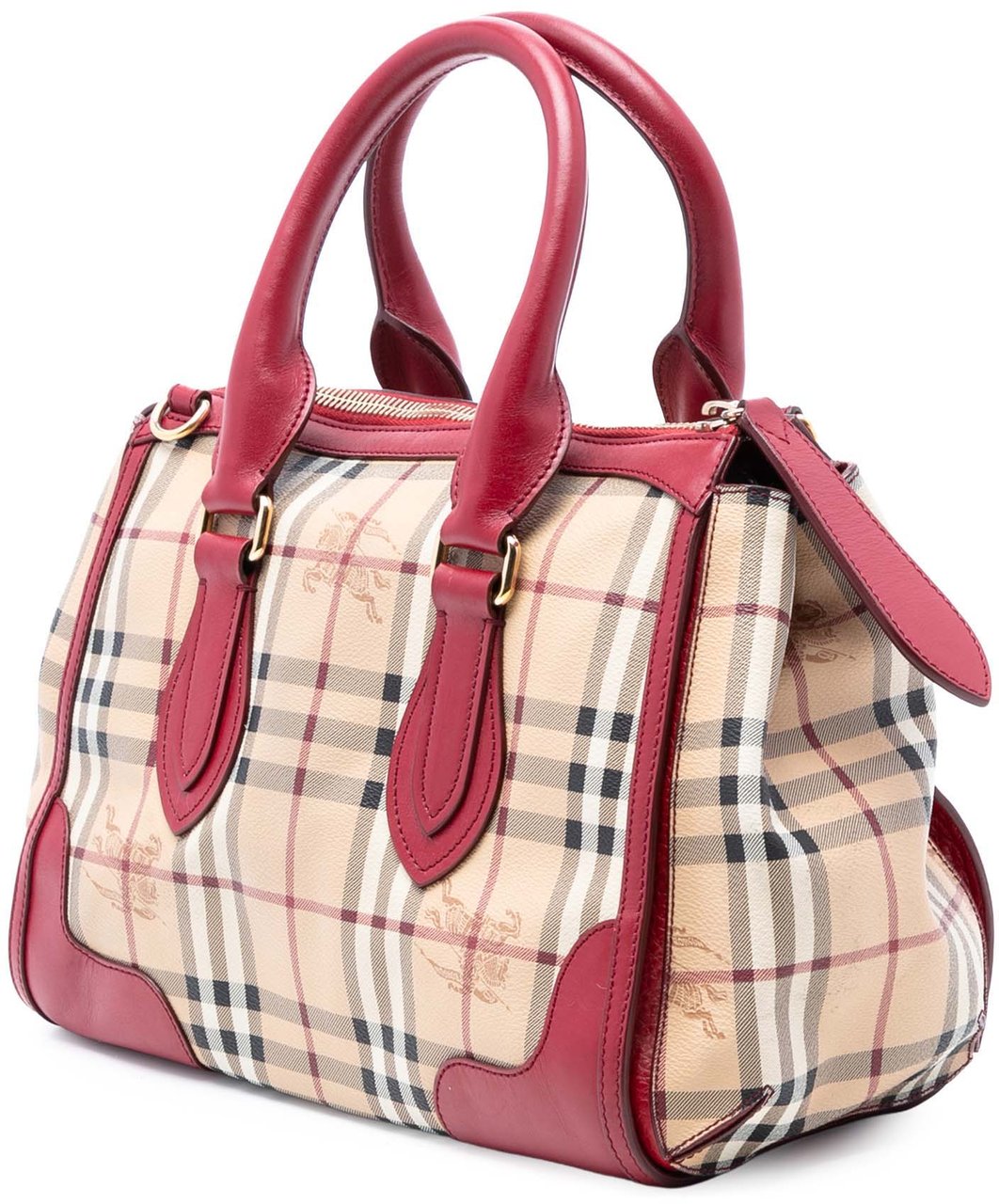 Burberry Small Haymarket Check Coated Canvas Gladstone Satchel Bruin