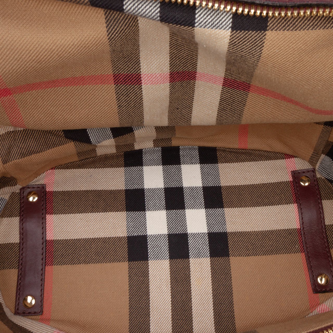 Burberry Nubuck and House Check Canvas Beckett Bucket Bag Rood