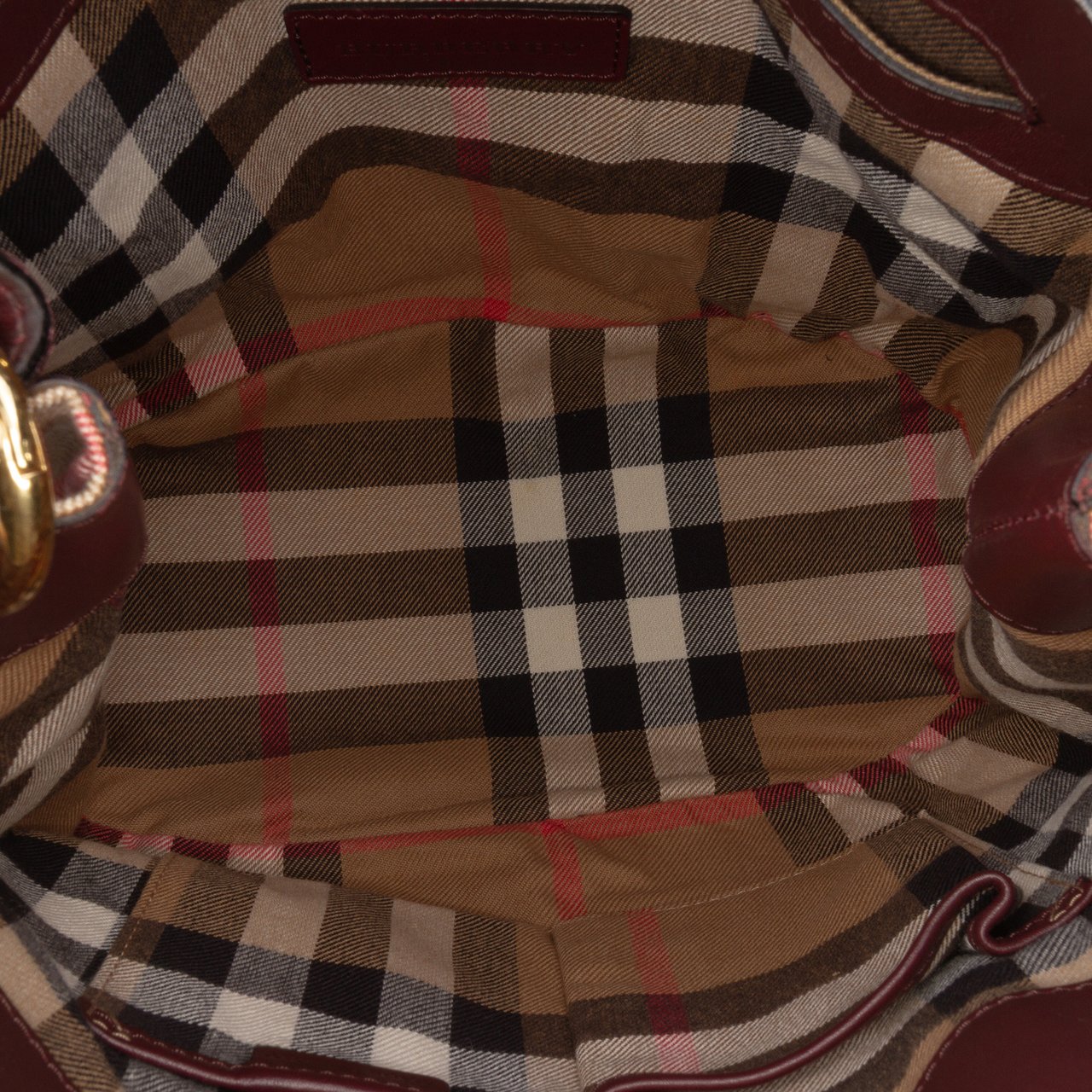 Burberry Nubuck and House Check Canvas Beckett Bucket Bag Rood