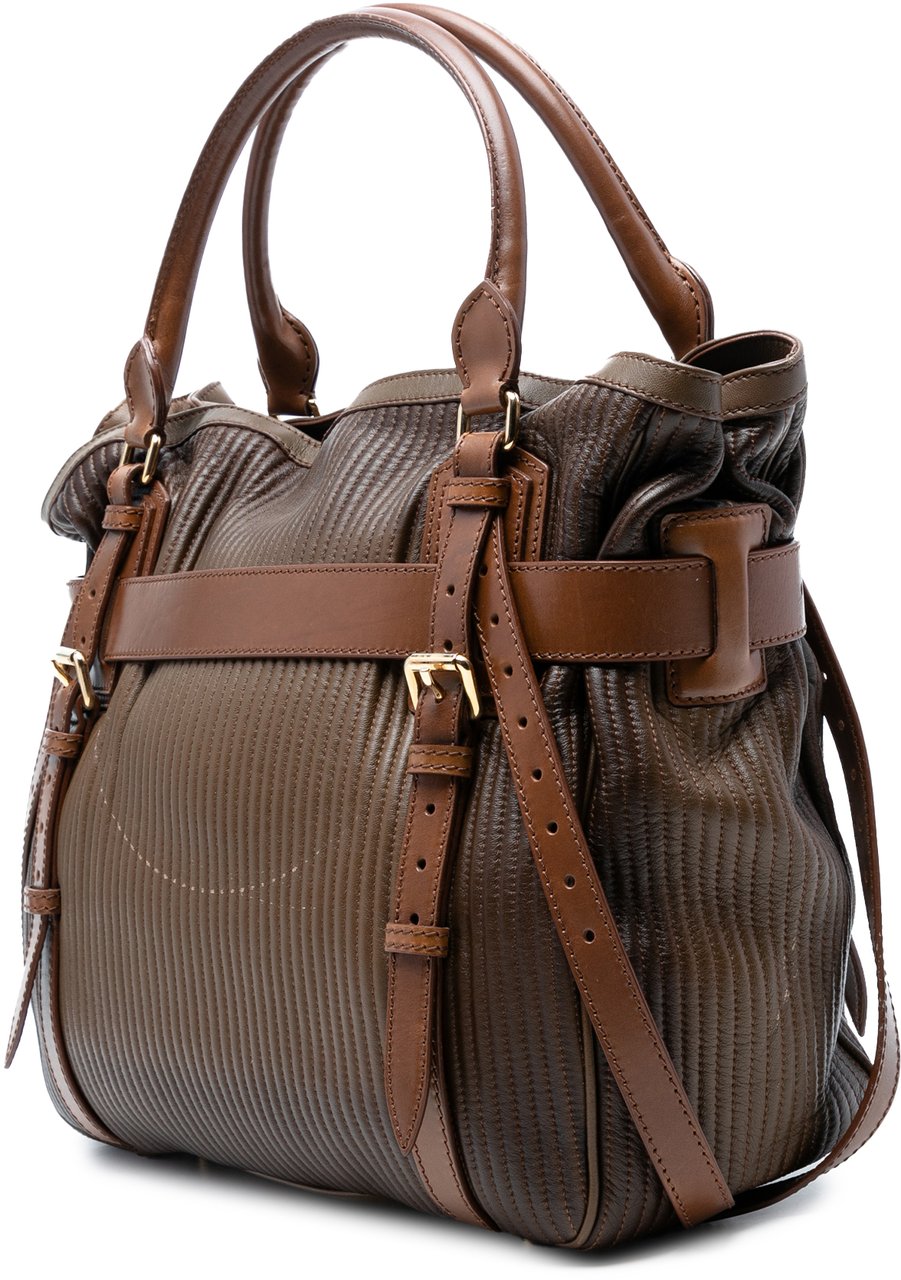 Burberry Stitched Leather Bridle Wilton Tote Bruin