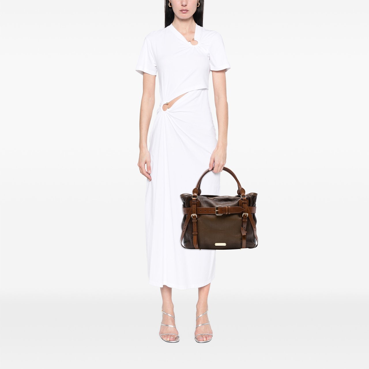 Burberry Stitched Leather Bridle Wilton Tote Bruin