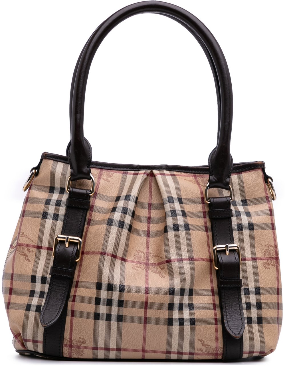 Burberry Haymarket Check Coated Canvas Satchel Bruin