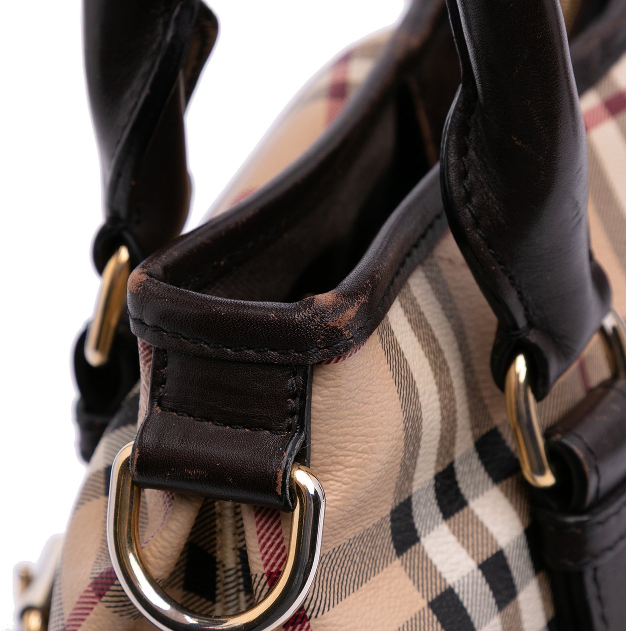 Burberry Haymarket Check Coated Canvas Satchel Bruin