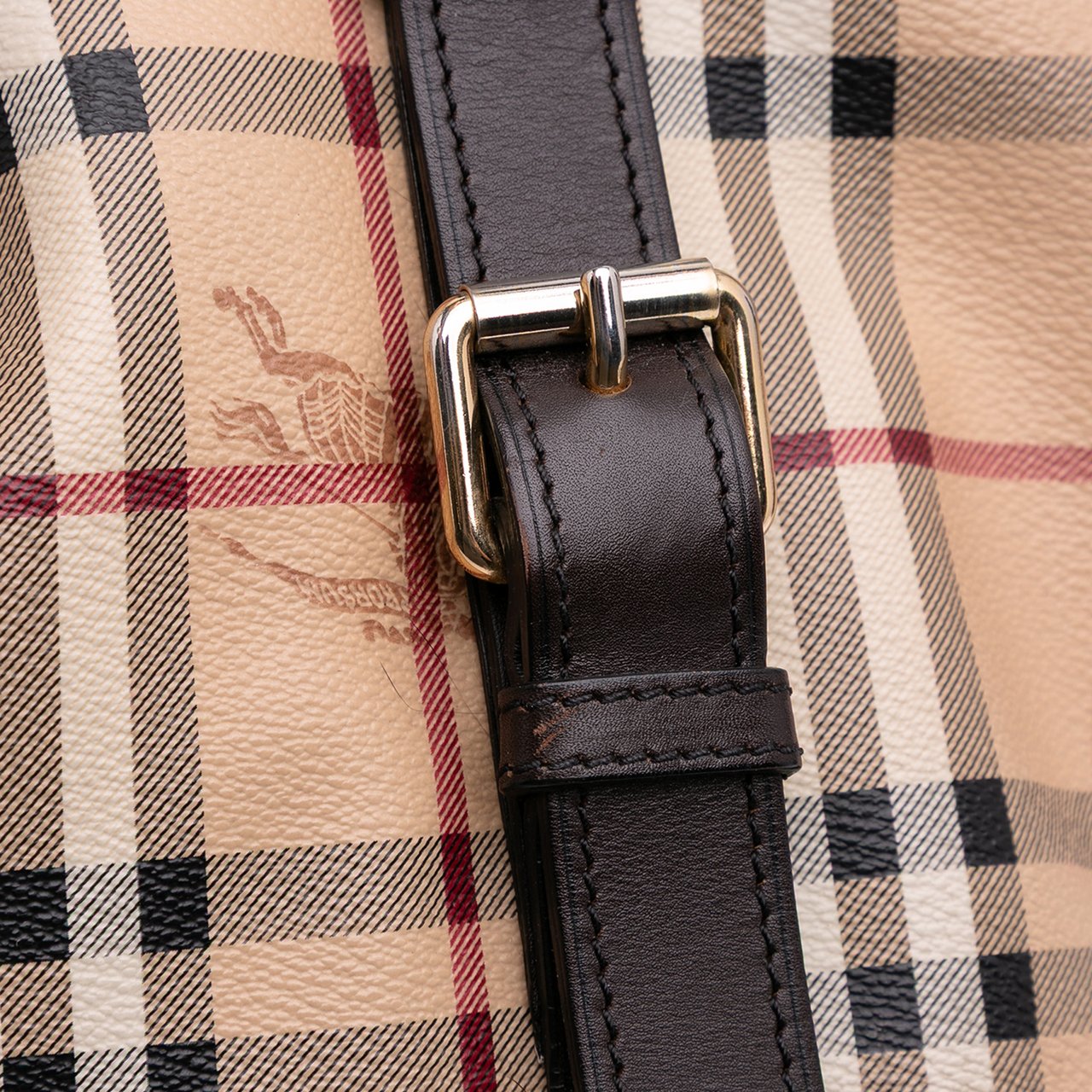 Burberry Haymarket Check Coated Canvas Satchel Bruin