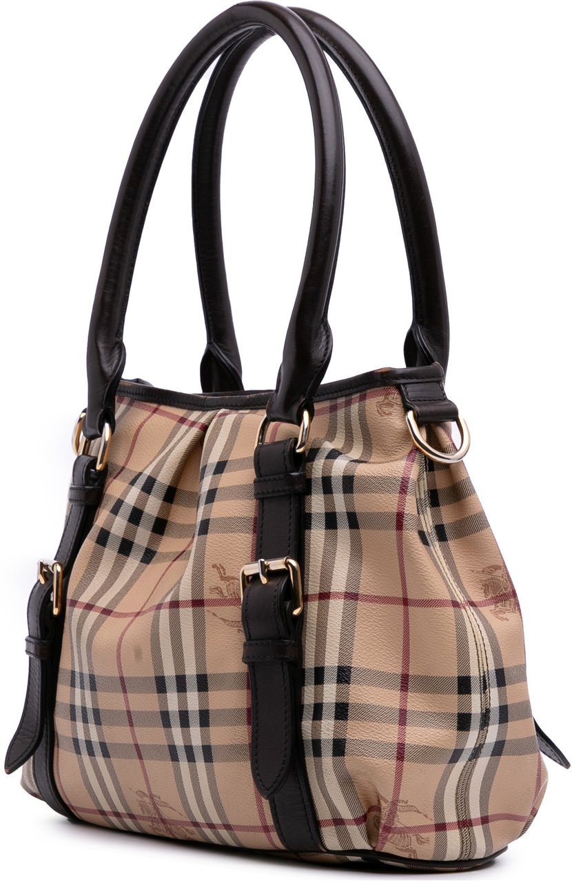 Burberry Haymarket Check Coated Canvas Satchel Bruin