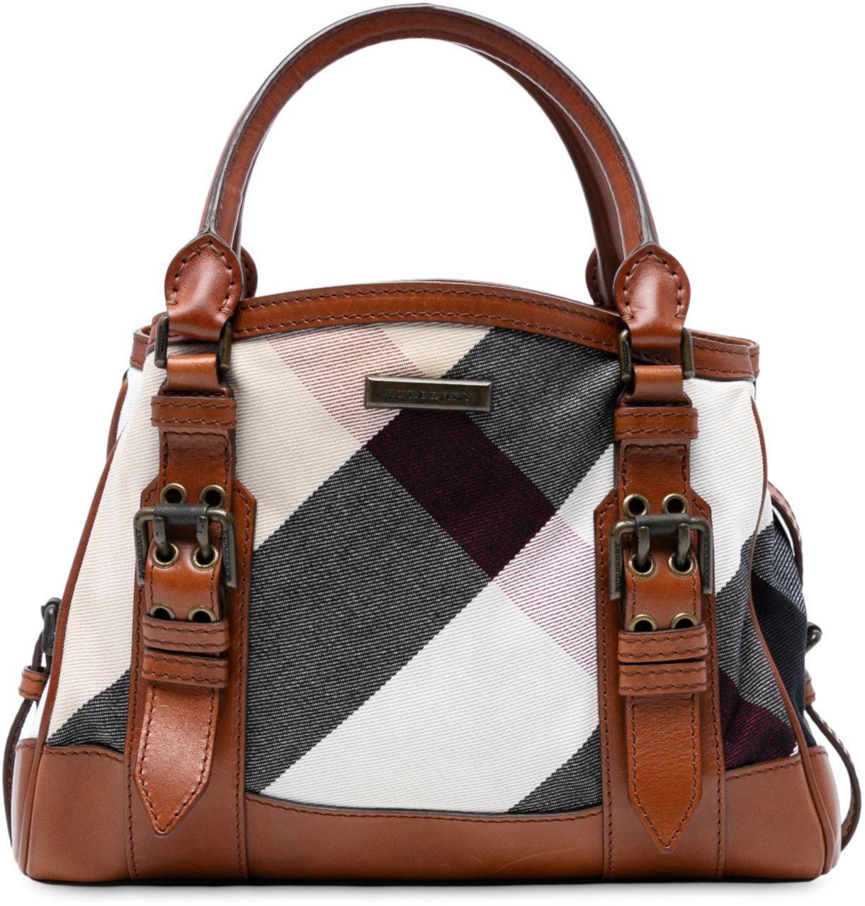 Burberry Mega Check Canvas Marston Tote Bruin