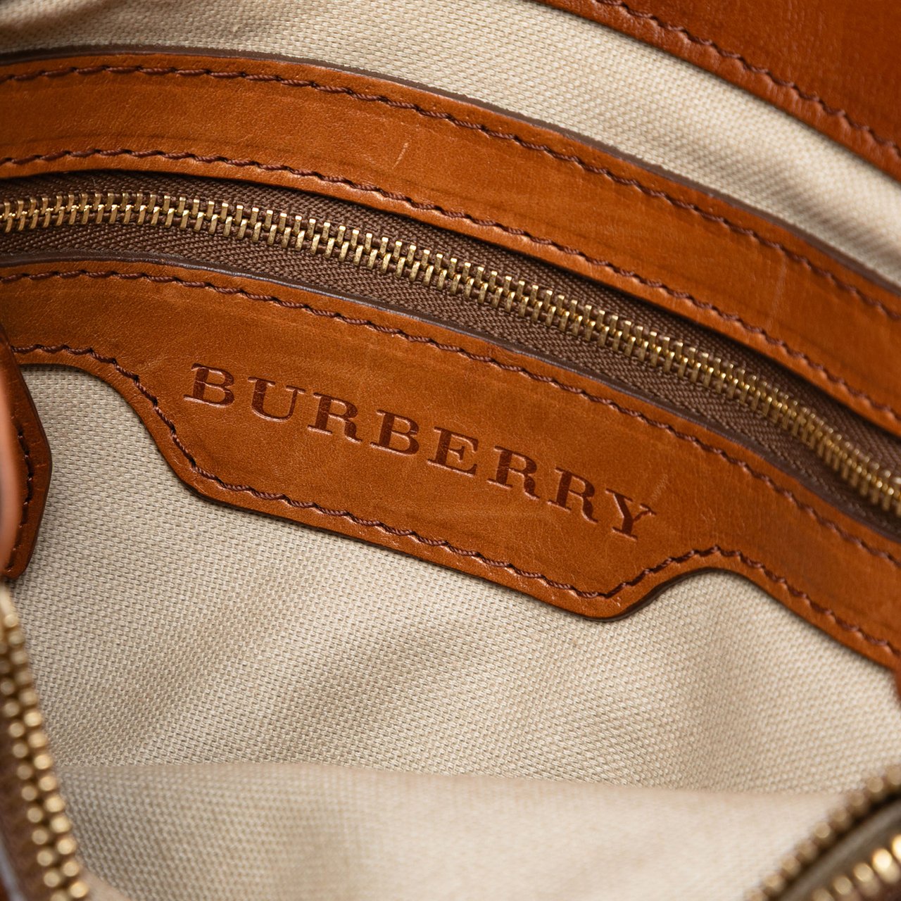 Burberry Mega Check Canvas Marston Tote Bruin