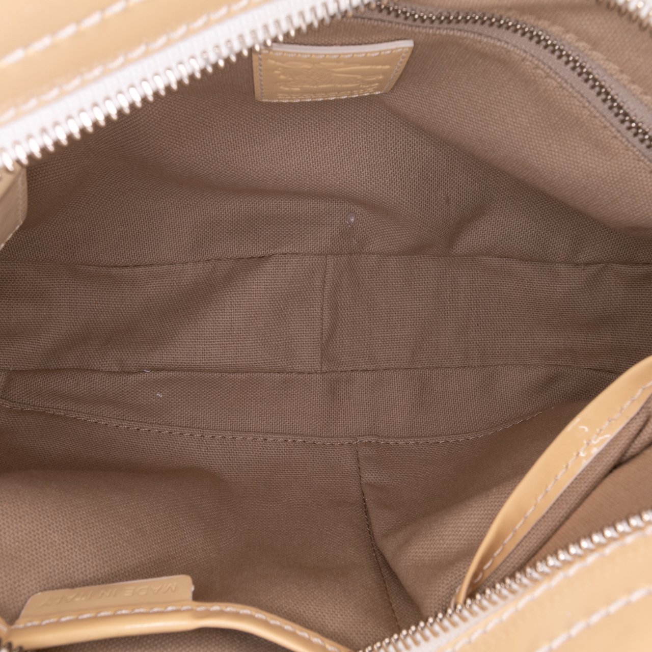 Burberry Patent Trimmed House Check Coated Canvas Hearts Shoulder Bag Bruin
