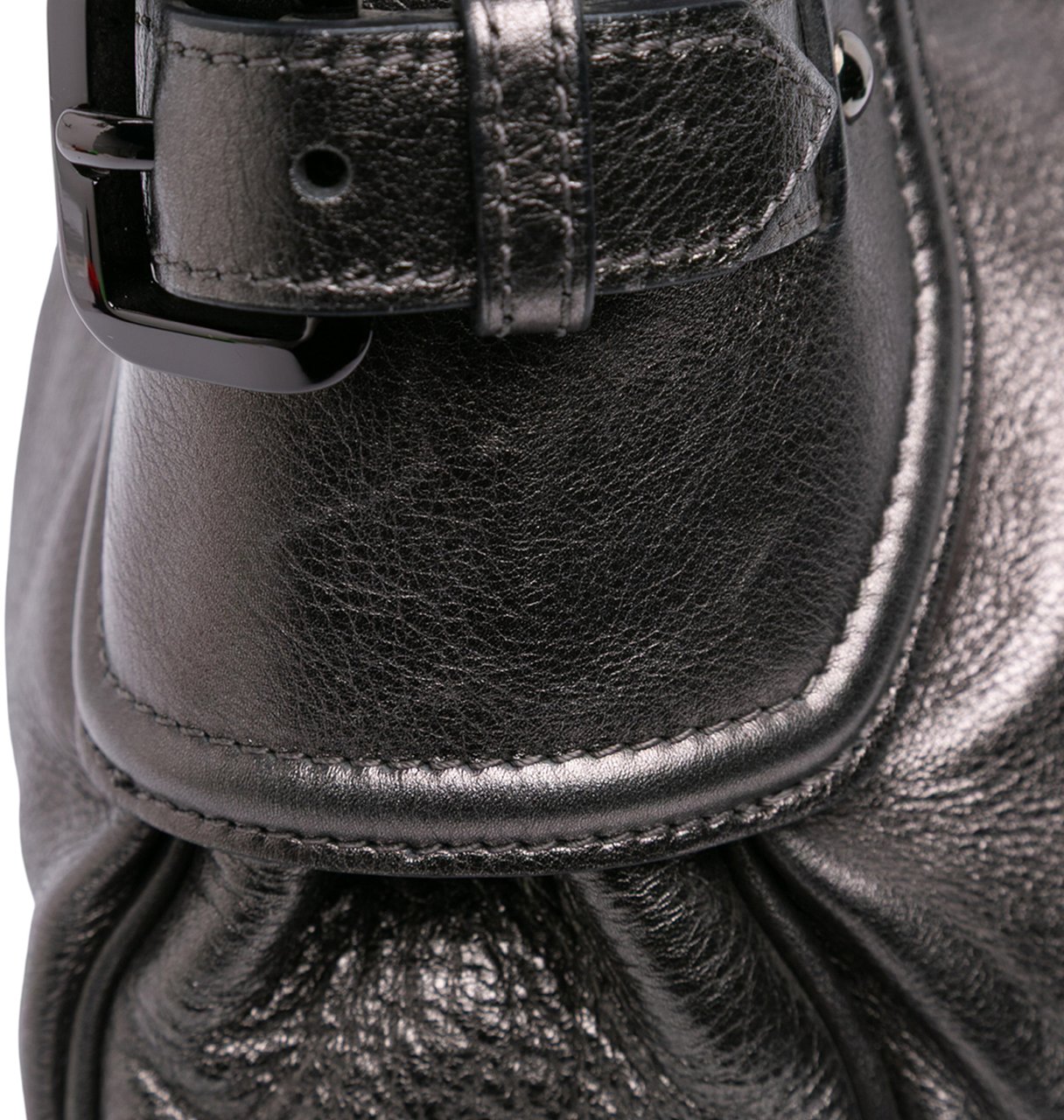 Burberry Metallic Leather Fairby Hobo Grijs