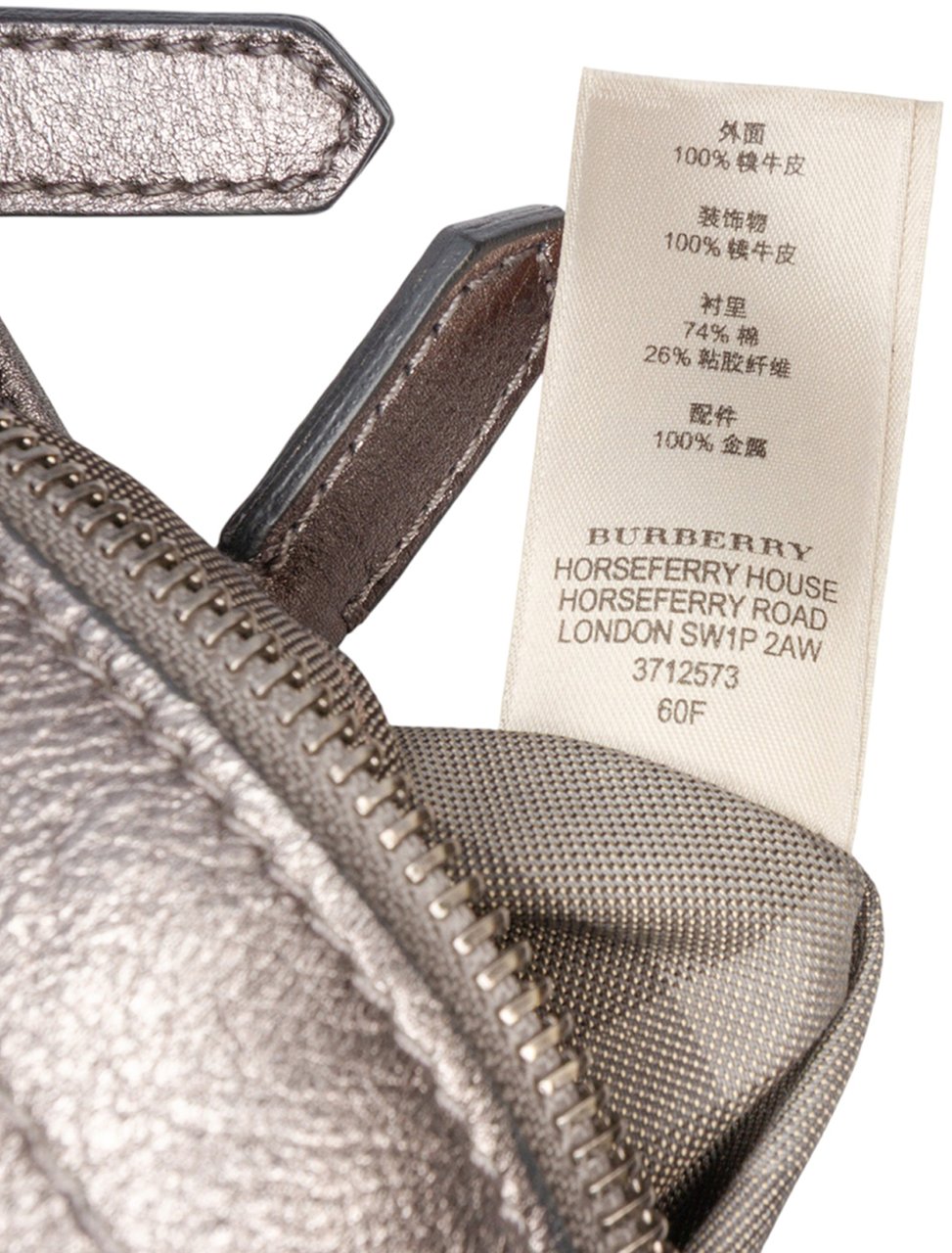 Burberry Metallic Leather Fairby Hobo Grijs