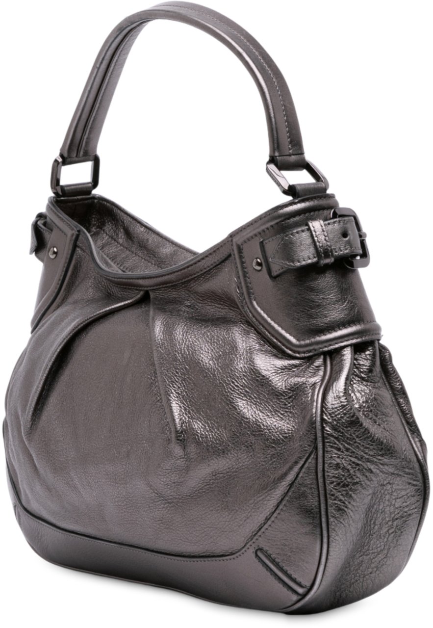 Burberry Metallic Leather Fairby Hobo Grijs