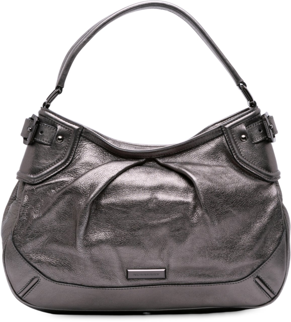 Burberry Metallic Leather Fairby Hobo Grijs