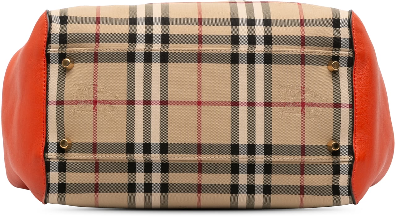 Burberry Small Haymarket Check Canvas and Leather Canterbury Tote Bruin