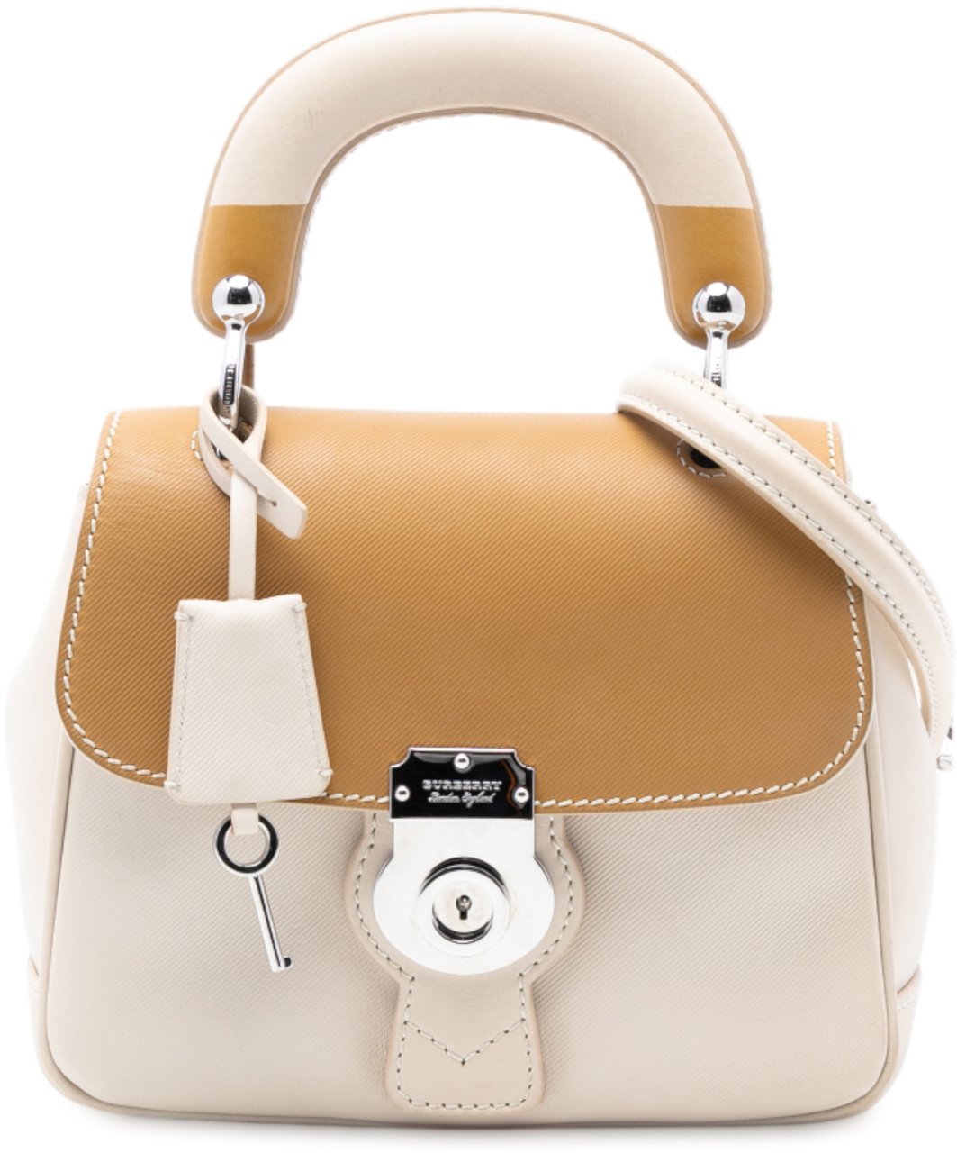 Burberry Small Grained Calfskin DK88 Top Handle Bag Bruin