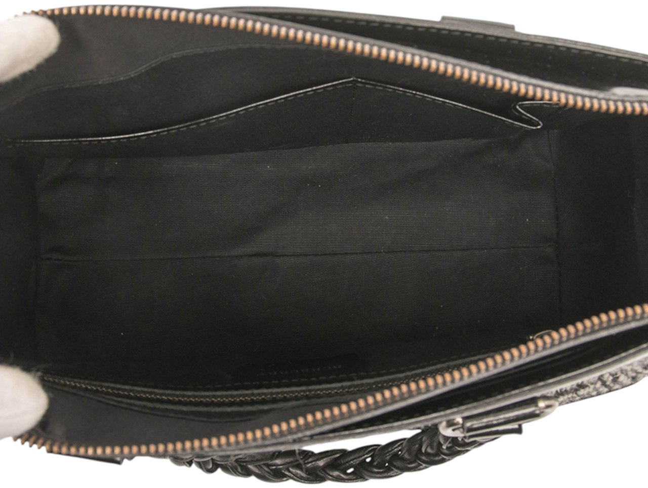 Burberry Leather Trimmed Wool Cargo Handbag Zwart
