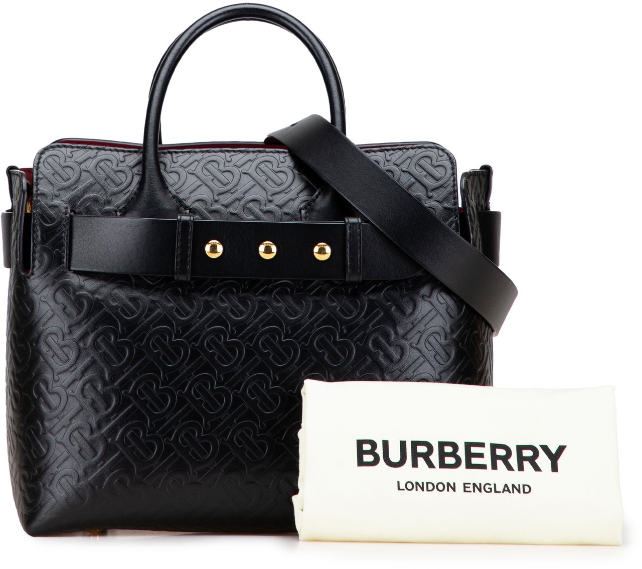 Burberry Small TB Monogram Embossed Leather Belt Bag Zwart