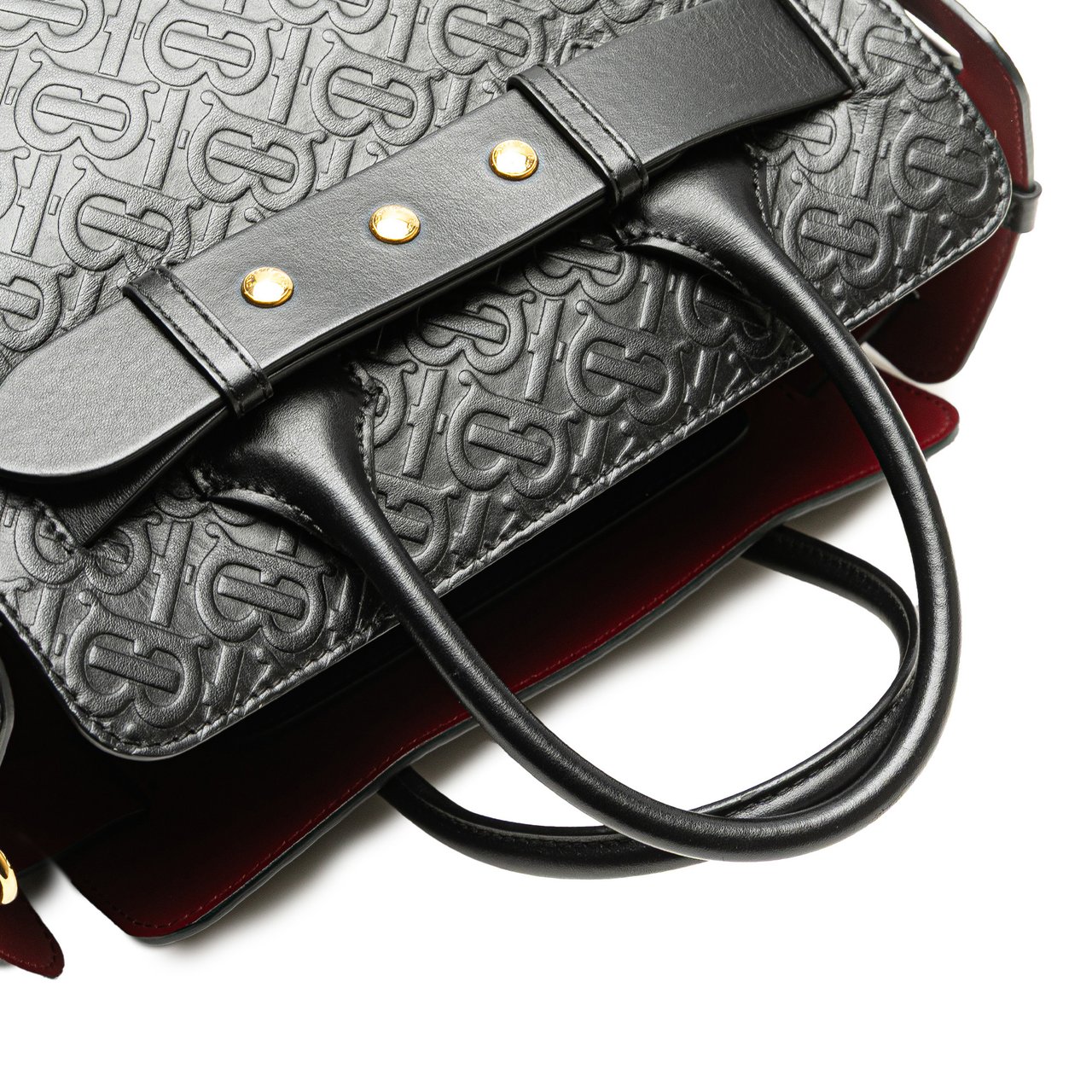 Burberry Small TB Monogram Embossed Leather Belt Bag Zwart
