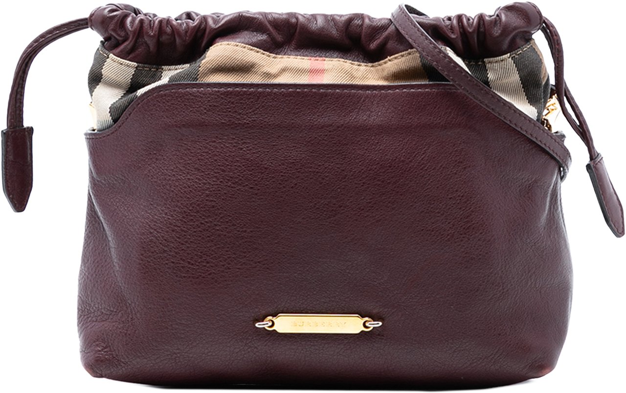 Burberry House Check Canvas and Calfskin Little Crush Crossbody Rood