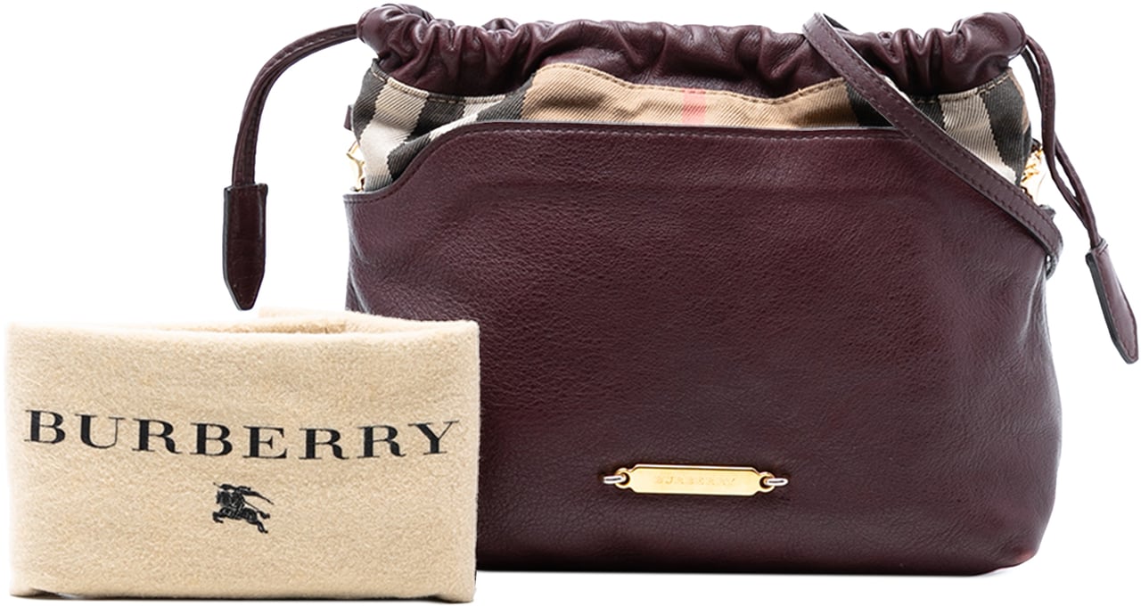 Burberry House Check Canvas and Calfskin Little Crush Crossbody Rood