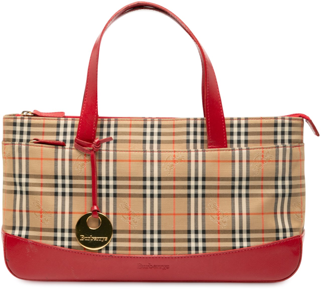 Burberry Haymarket Check Canvas Handbag Bruin