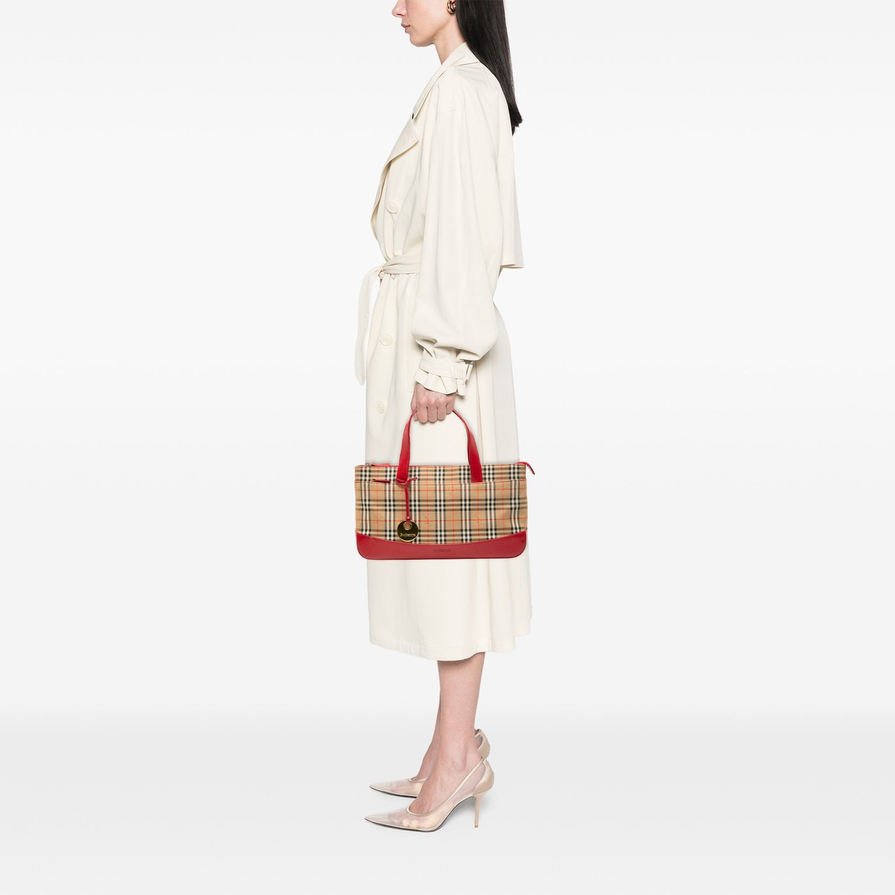 Burberry Haymarket Check Canvas Handbag Bruin