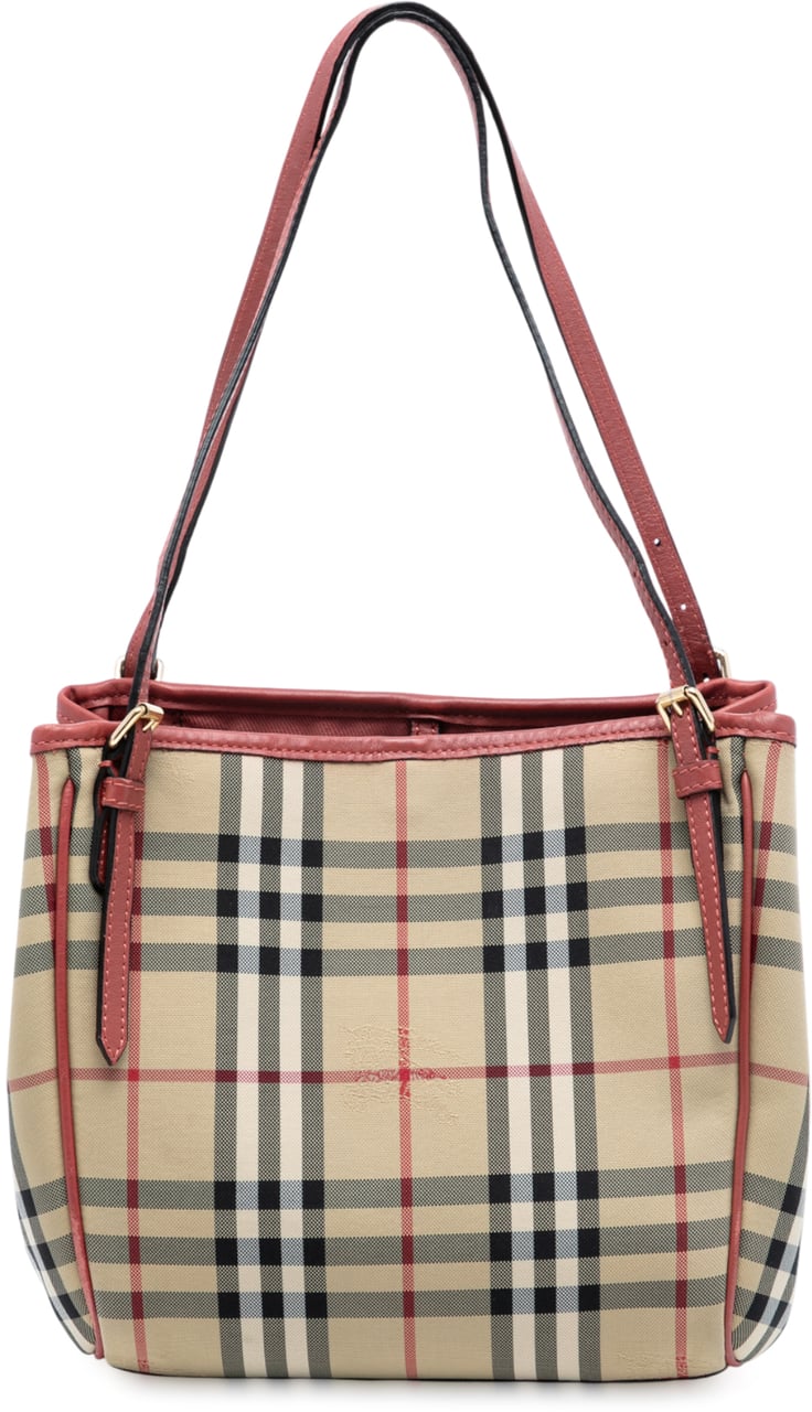 Burberry Small Haymarket Check Canvas Canterbury Tote Bruin