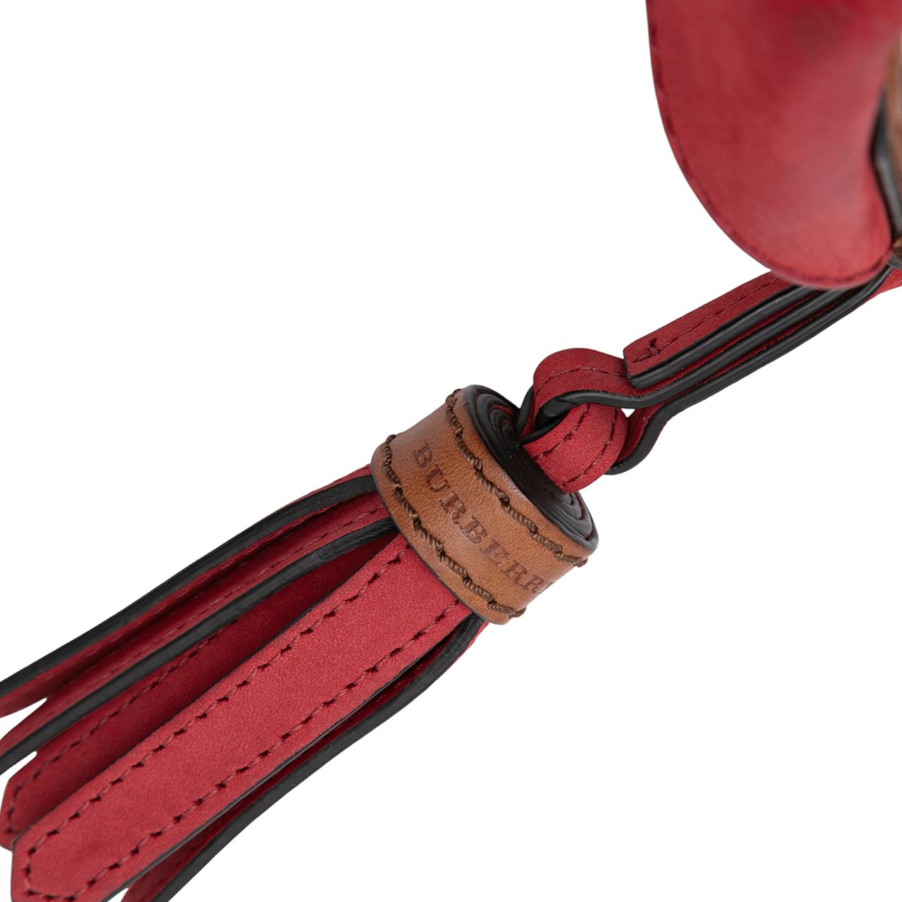 Burberry Small Mega Check Canvas and Suede Fringe Belgrove Bucket Bag Rood
