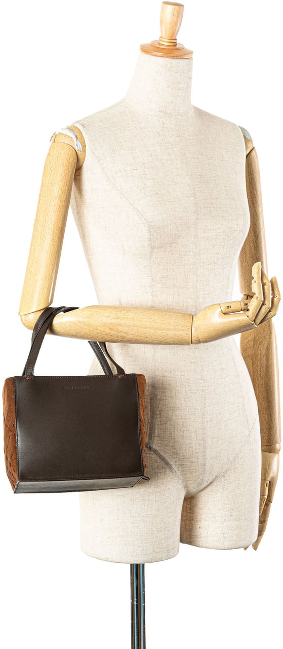 Burberry Leather and Suede Handbag Bruin