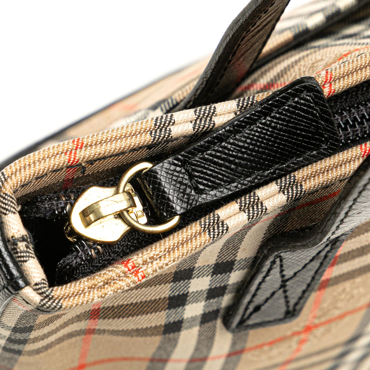 Burberry Haymarket Check Canvas Handbag Bruin