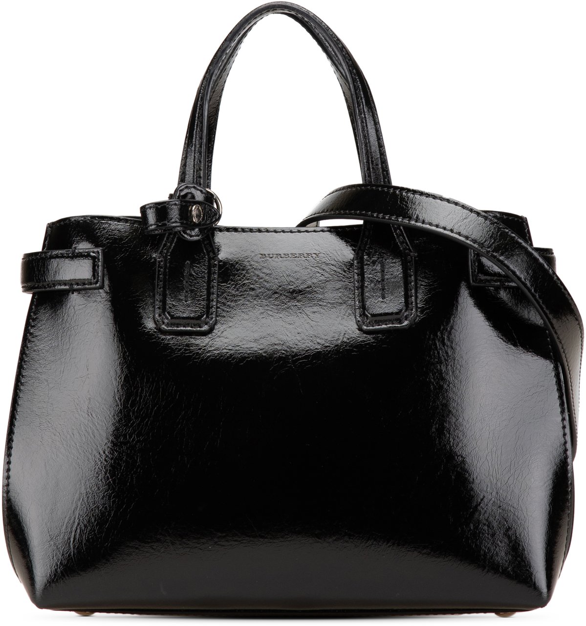 Burberry Small Soft Calfskin Banner Satchel Zwart