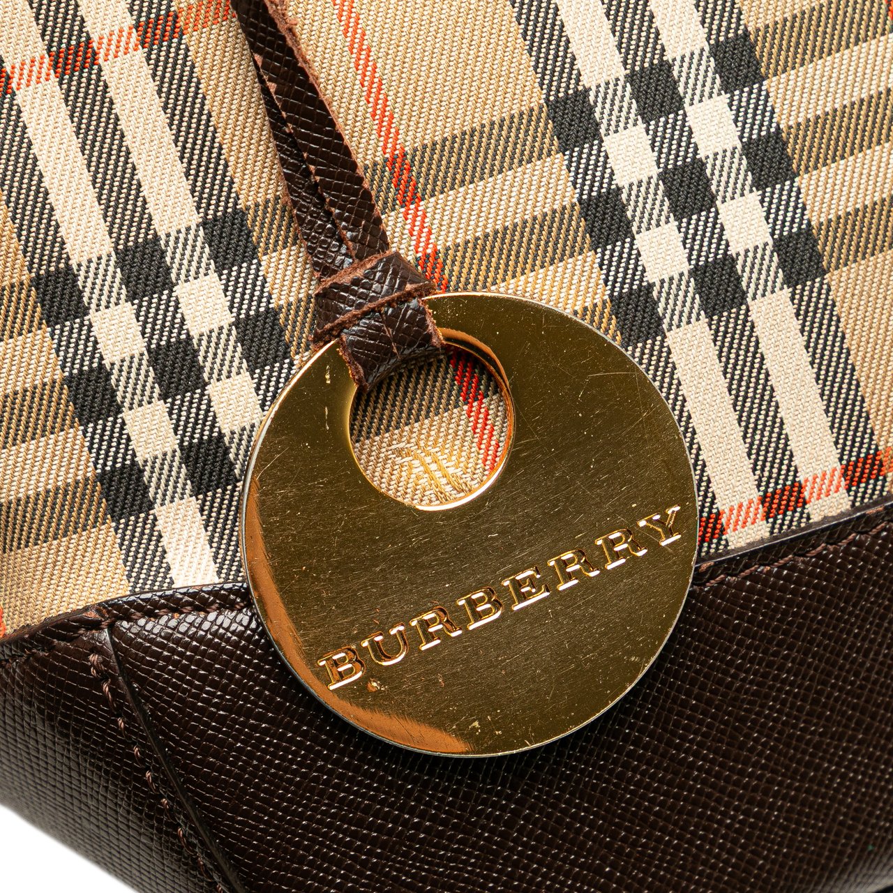 Burberry Haymarket Check Canvas Handbag Bruin