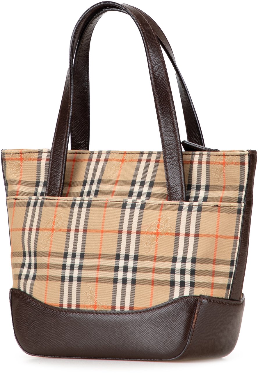 Burberry Haymarket Check Canvas Handbag Bruin