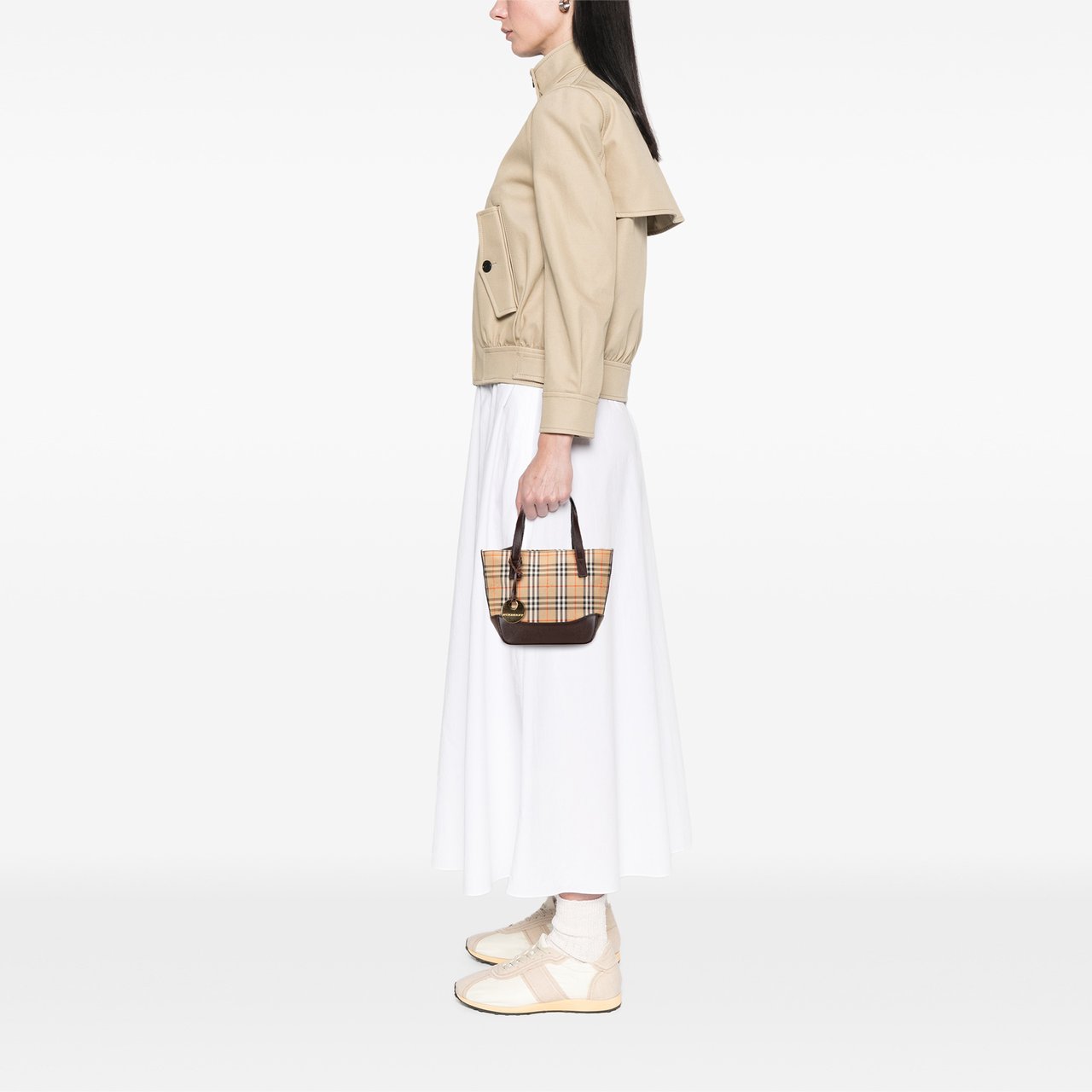 Burberry Haymarket Check Canvas Handbag Bruin
