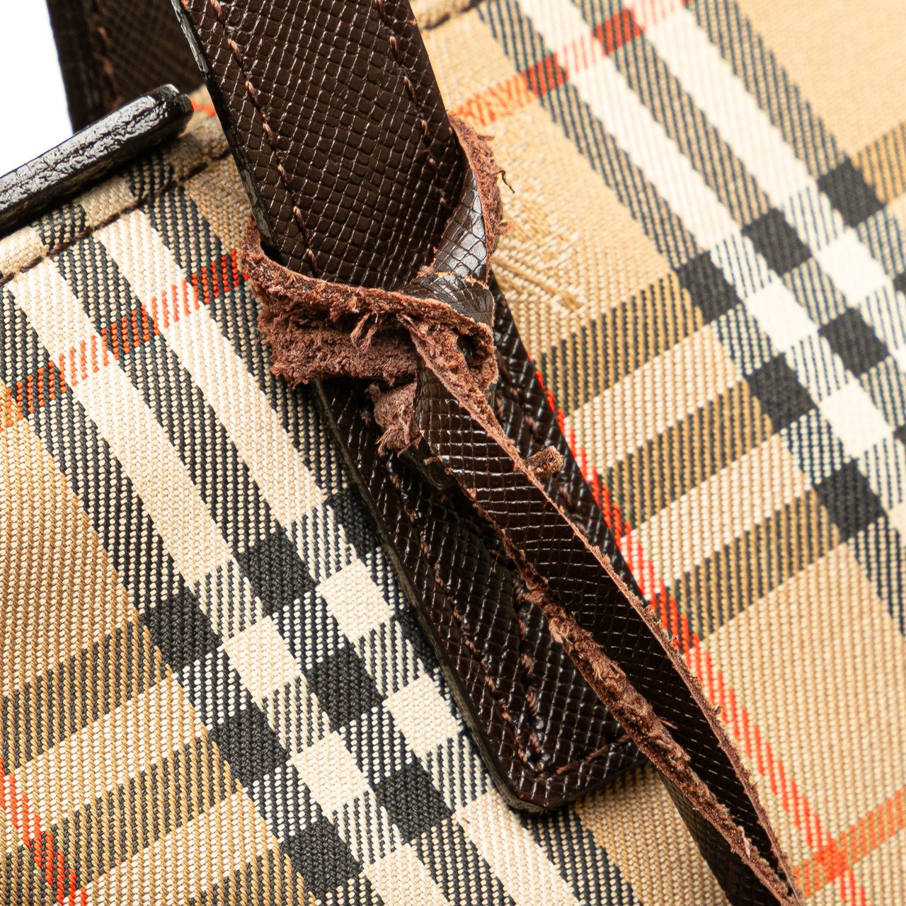 Burberry Haymarket Check Canvas Handbag Bruin