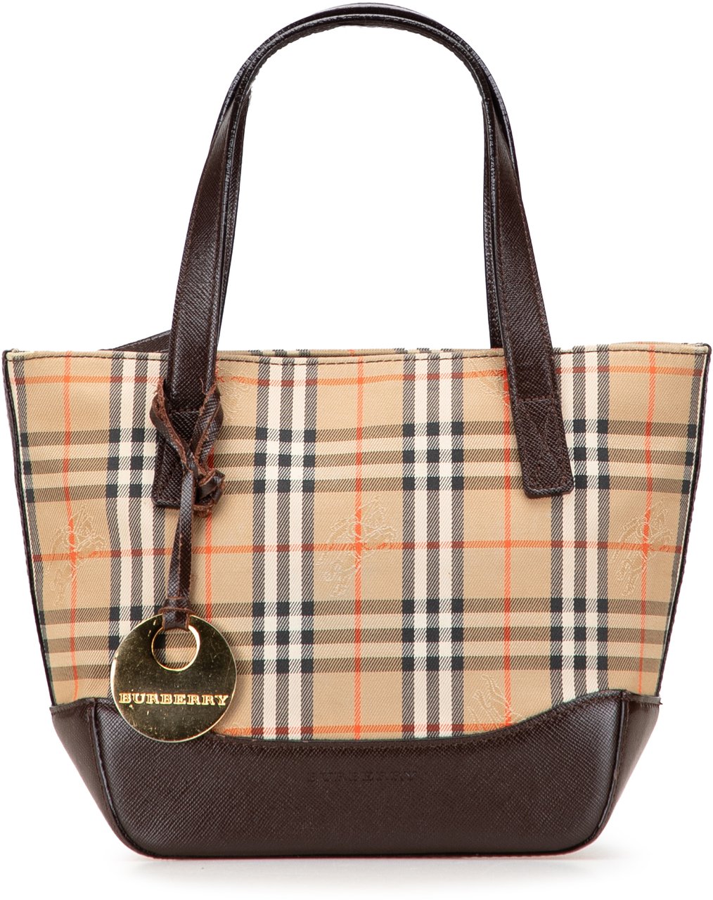 Burberry Haymarket Check Canvas Handbag Bruin