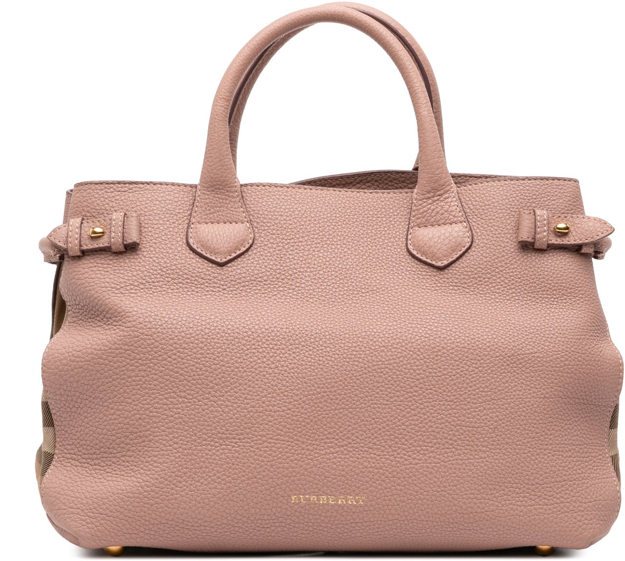 Burberry Medium Leather and House Check Banner Satchel Roze