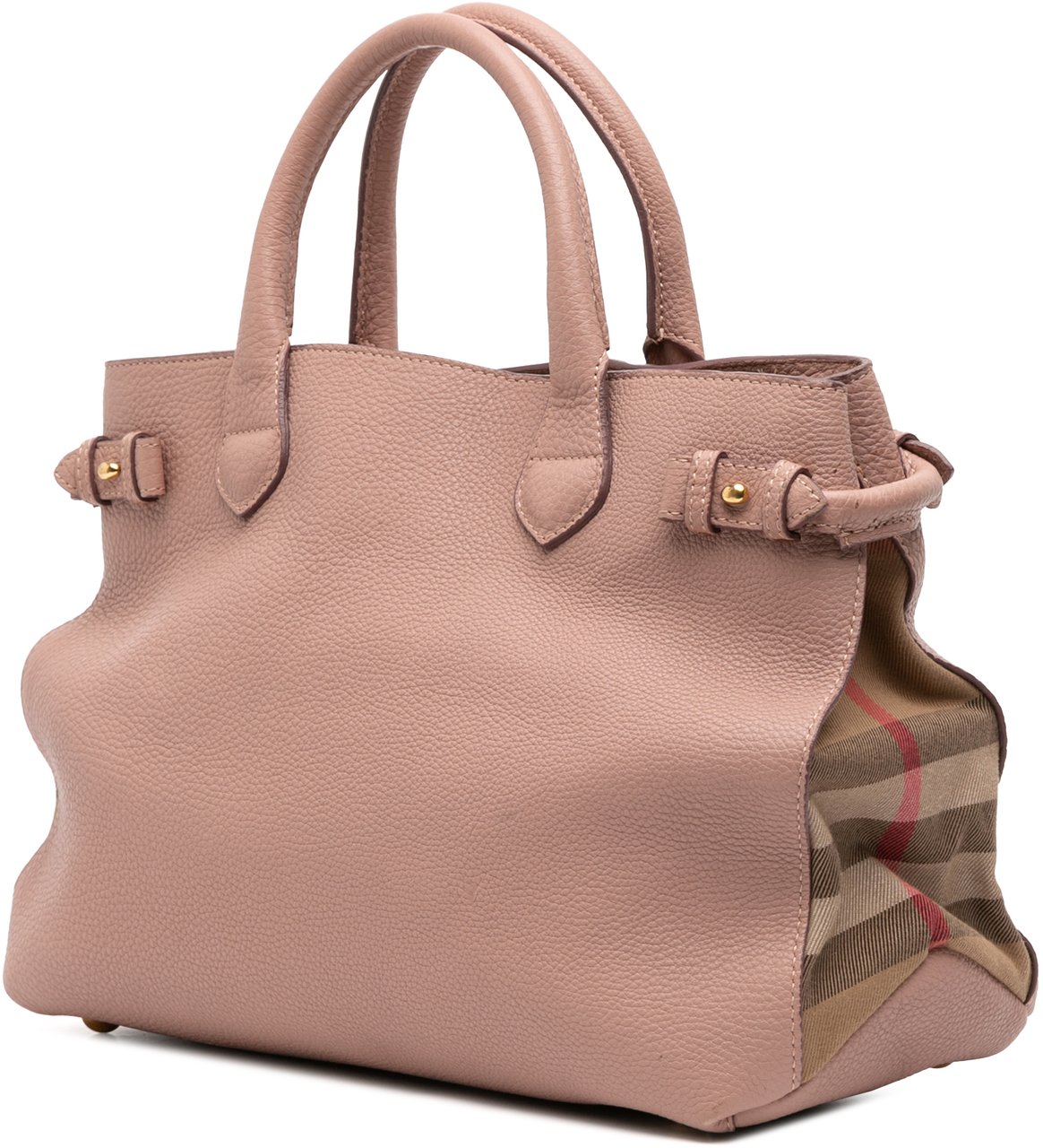 Burberry Medium Leather and House Check Banner Satchel Roze