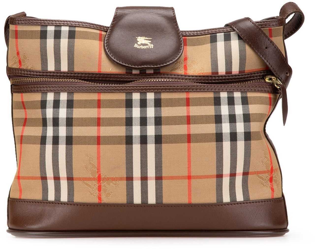 Burberry Haymarket Check Canvas Shoulder Bag Bruin