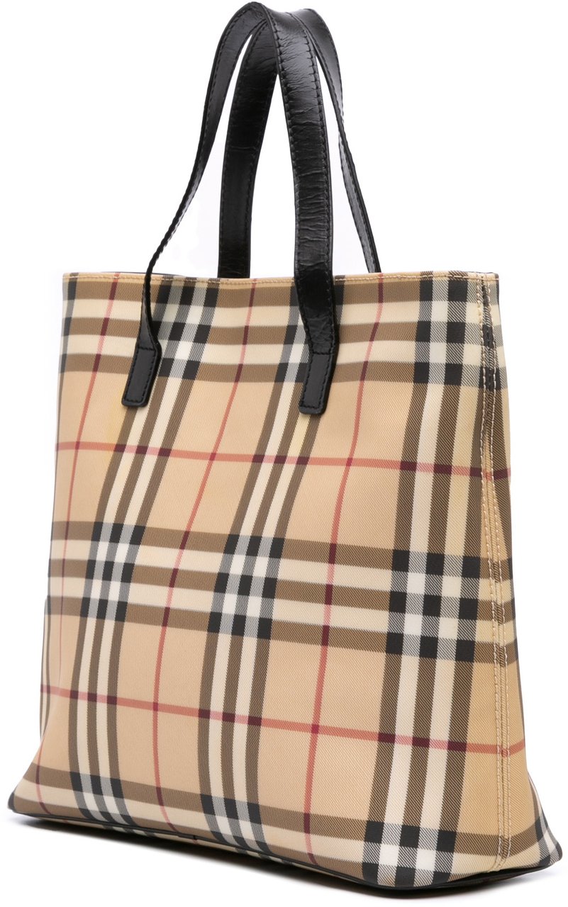 Burberry House Check Coated Canvas Tote Bruin