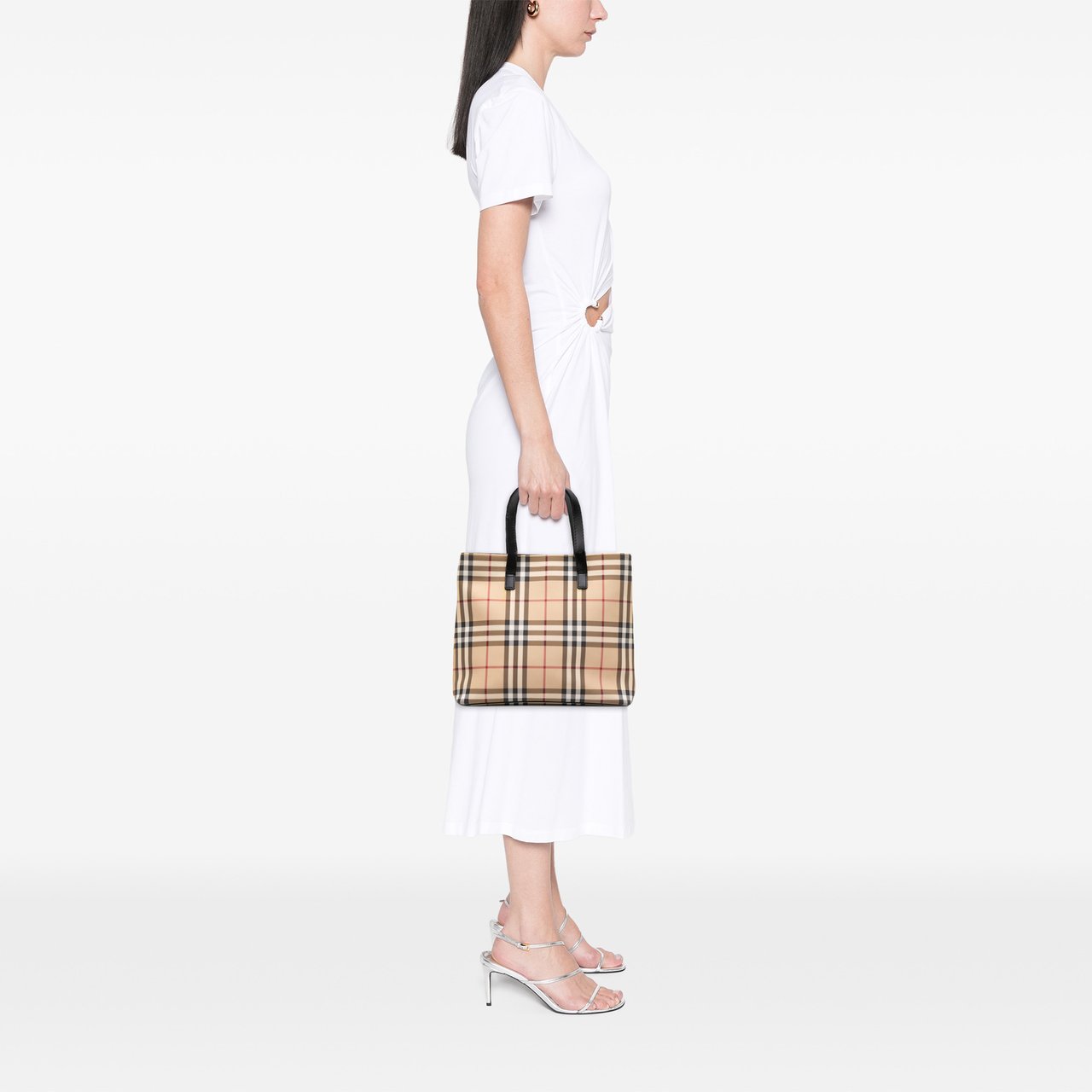 Burberry House Check Coated Canvas Tote Bruin