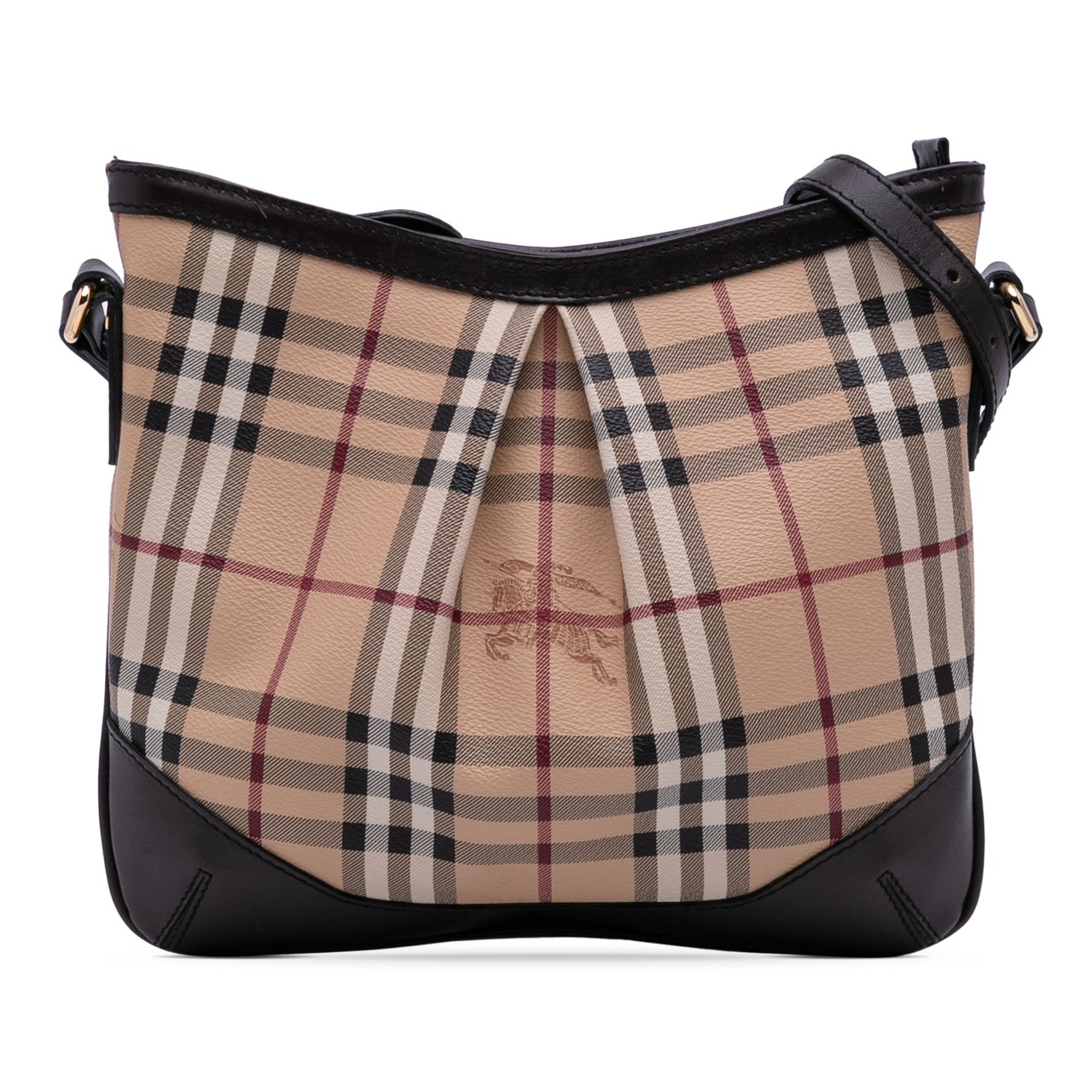 Burberry Medium Haymarket Check Coated Canvas Hartham Crossbody Bruin