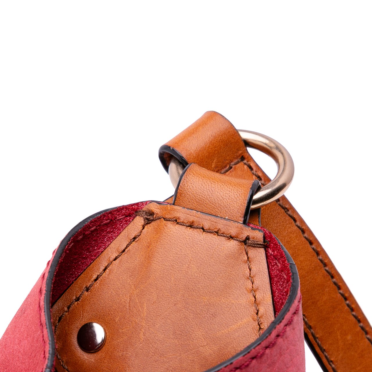 Burberry Small Mega Check Canvas and Suede Fringe Belgrove Bucket Bag Rood