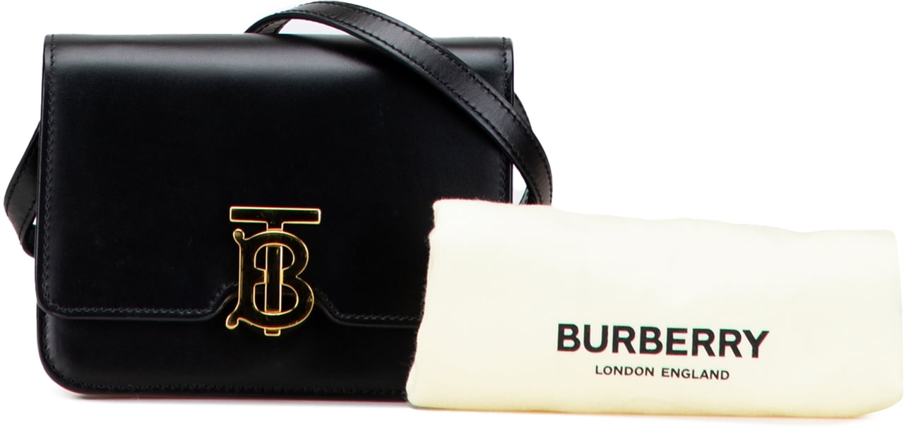 Burberry Mini Leather TB Crossbody Zwart