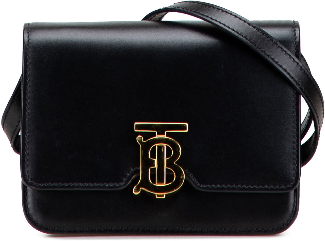Burberry Mini Leather TB Crossbody Zwart