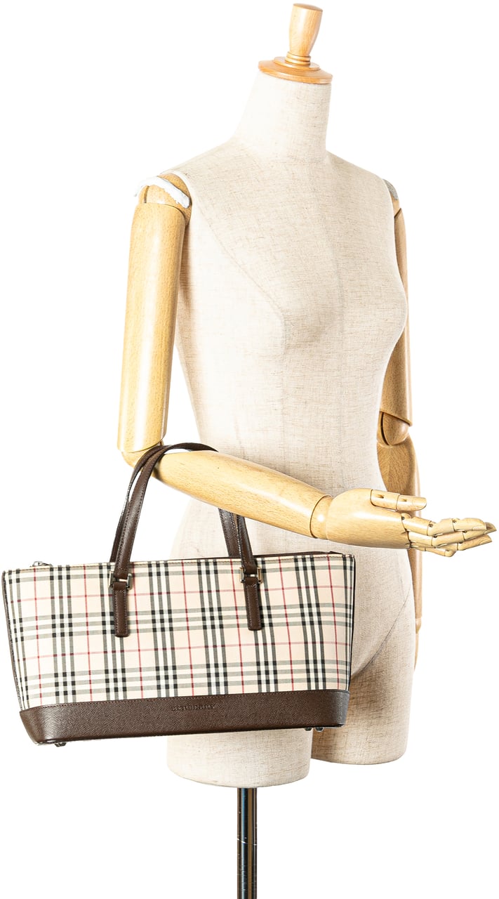 Burberry House Check Canvas Handbag Bruin