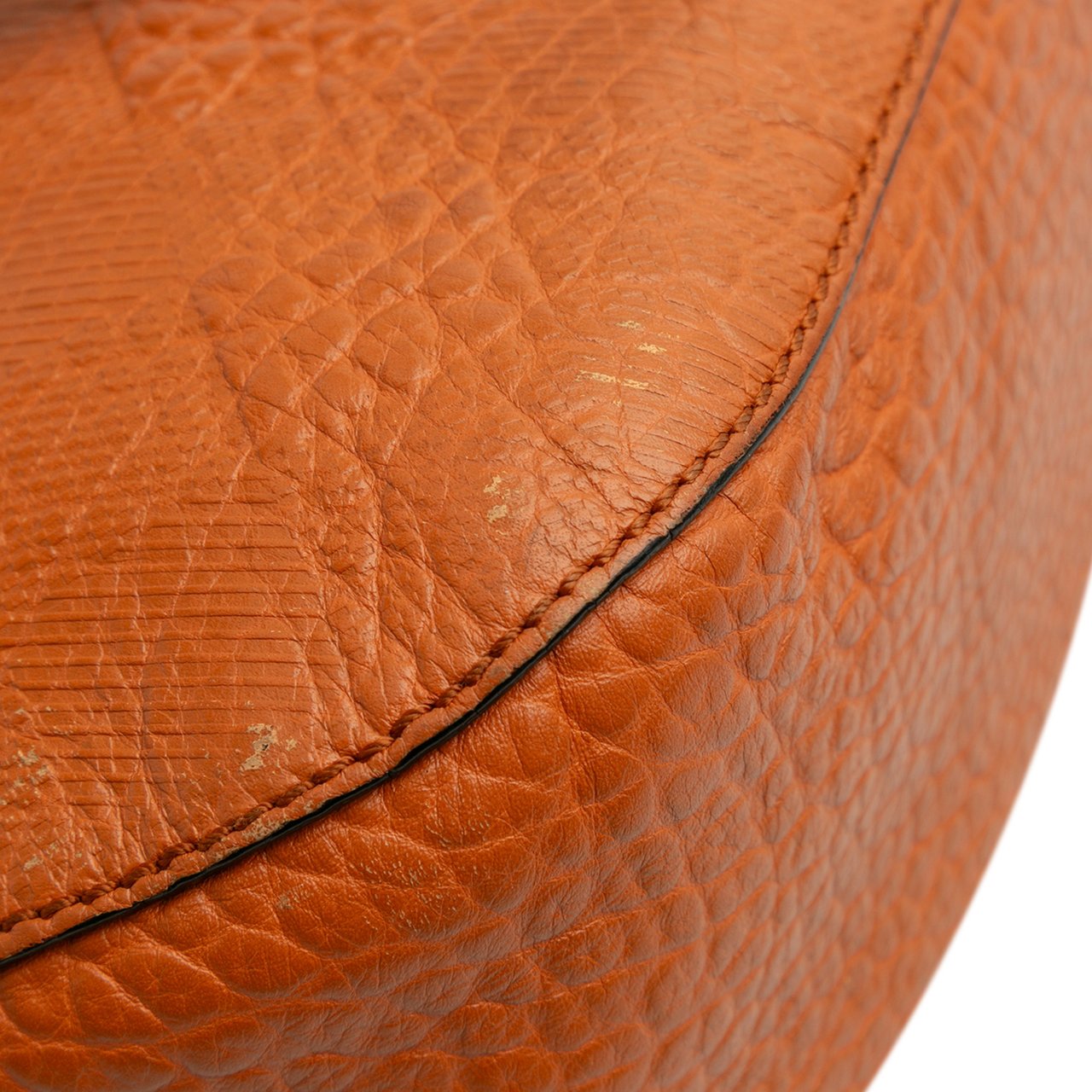 Burberry Small Heritage Grain Check Embossed Leather Orchard Bowling Bag Oranje